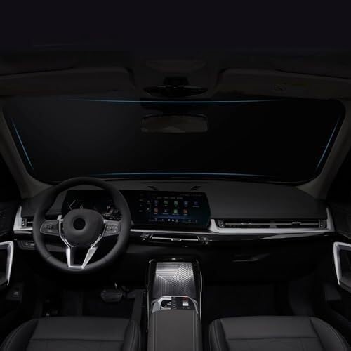 Tendine Parasole Auto Parasole per parabrezza auto Per Peugeot Expert 2000-2024, protezione parasole pieghevole anti-UV, argento Tenda parasole(Black)