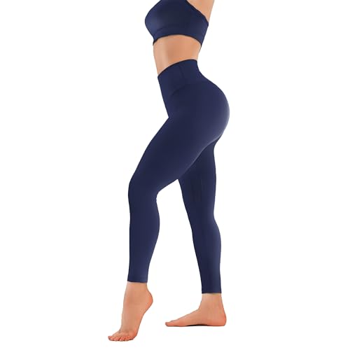 MXYMXY Buttery Soft High Waist Yoga Pants for Women - 25 Tummy Control Workout Leggings Inner Pocket Squat Proof Gym Running Athletic Navy Blue