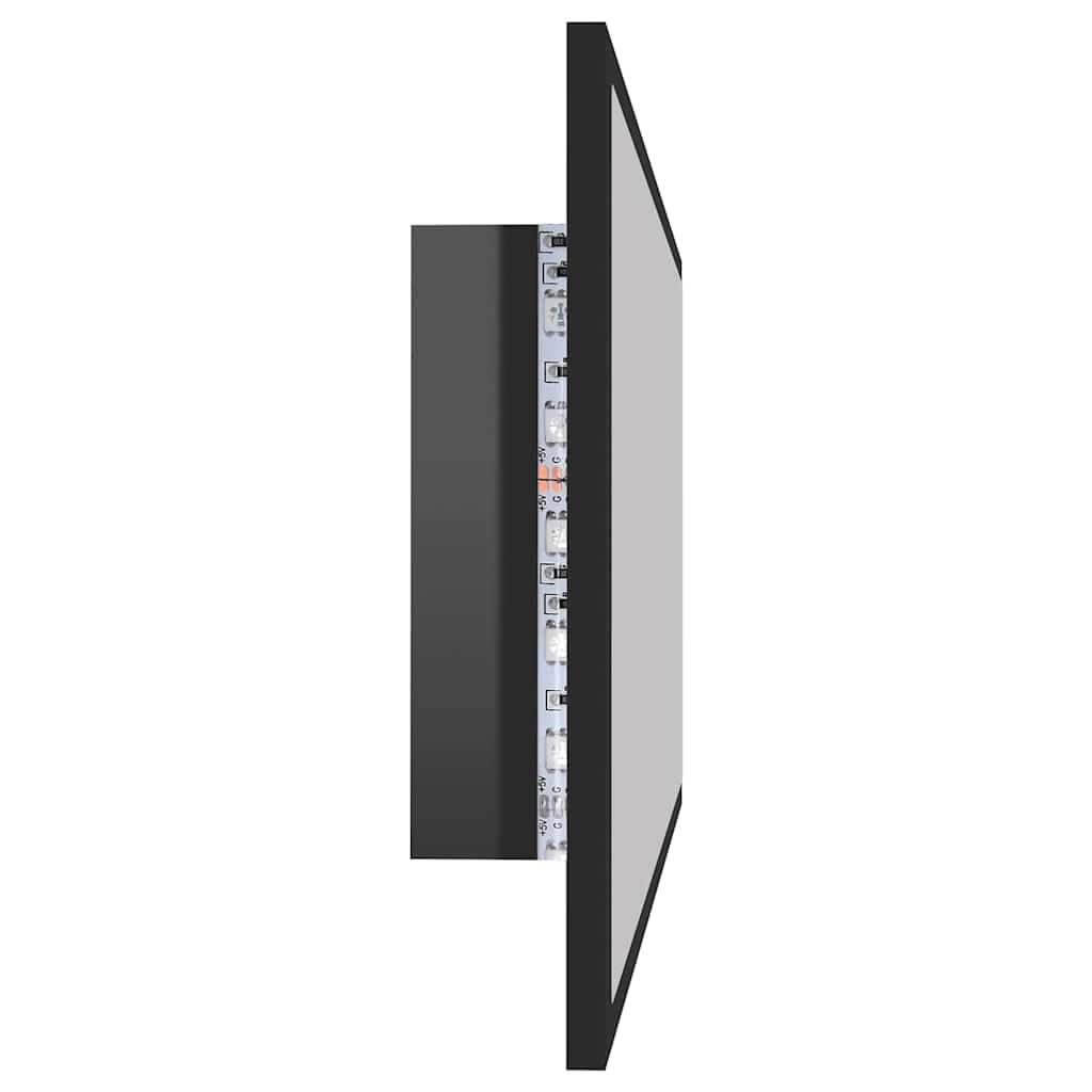 Home strumenti-Specchio da Bagno a LED Nero Lucido 90x8.5x37 cm Acrilico