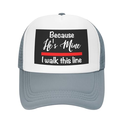 Because He's Mine I Walk This Line Firefighter Wife Trucker Hat Snapback Mesh Baseball Cap Unisex2