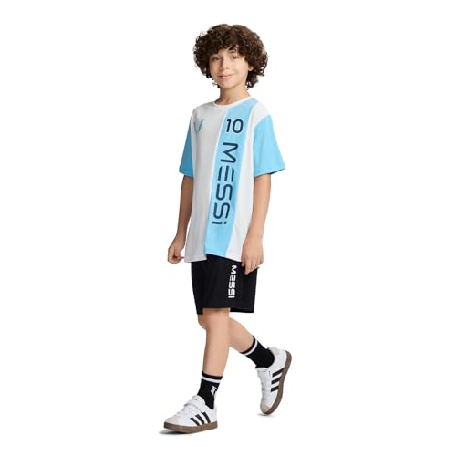 Image of Messi Boys' Lifestyle Short Sleeve Top, Loose-fit Shirt with Logo, Comfortable, All-Day Wear