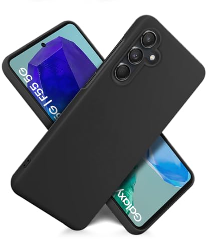 Image of WOW IMAGINE Slim Frameless Back Cover for Samsung Galaxy M55 5G | Galaxy F55 5G | Ultra Thin Lightweight Design & Camera Protection | Soft Matte Silicone Flexible Mobile Case (Black)