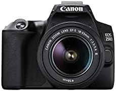 Canon EOS 250D (24,1 Megapixel, display orientabile da 7,7 cm (3 pollici), sensore APS-C, 4K, Full HD, DIGIC 8, WLAN, Bluetooth), Nero, con obiettivo EF-S 18-55 mm f/3.5-5.6 III, nero