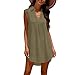Womens Sleeveless Swimsuit Coverup Cotton V Neck Bathing Suit Cover Ups Fashion Swimwear Bikini Beach Cover-Up Dress(Army Green,Large)