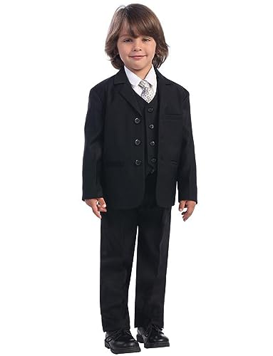 Costume trois pièces garçon vêtement de cérémonie smoking boutonné avec revers échancré
