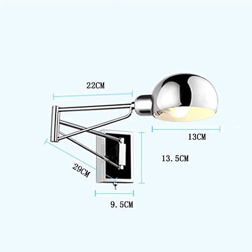 Aplique de pared industrial ajustable con brazo de luz en cromo 7