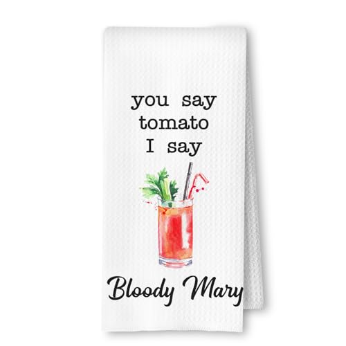 ArtisaEura Funny Bloody Mary Cocktail Kitchen Towels, Gifts for Cocktail Lovers Dish Tea Bar Towels for Kitchen Bar Cart Decor, Bartender Gifts Decorative Hand Towels, 16x24 Inches
