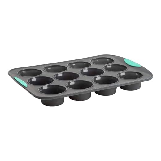 Trudeau Structured Silicone Muffin Pan, 12 Cup, Grey/Mint
