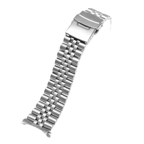 Compatible con Seiko SKX007 009 Jubilee Oyster Arc extremo curvado buceo metal hombres reloj pulsera 20 mm 22 mm(SilverA no logo,20mm)
