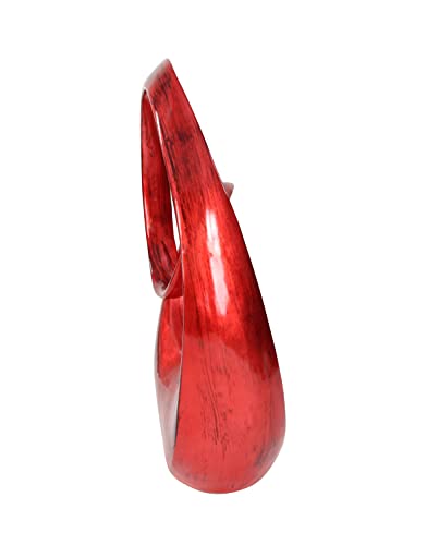 Deco 79 Polystone Abstract Swirl Sculpture, 13" X 7" X 24", Red #TOP7