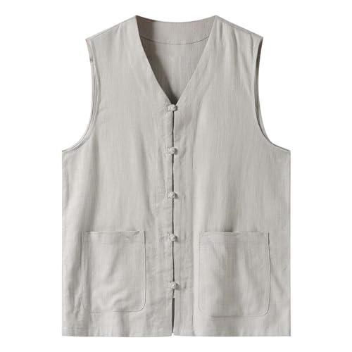 Gilet d'été décontracté en coton lin veste homme pour vacances