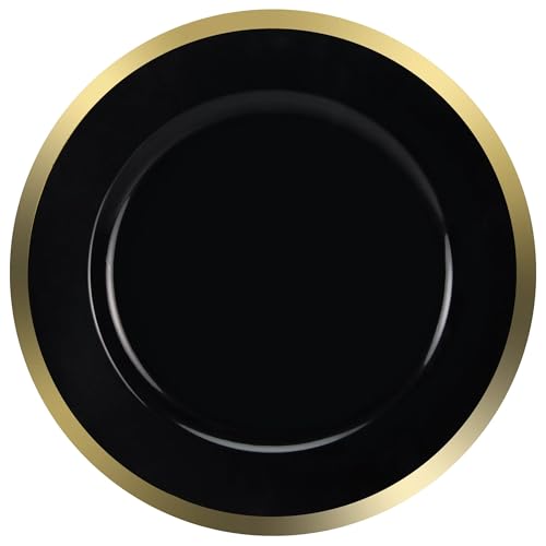 Plato cargador negro con borde dorado 13 pulgadas miniatura 1