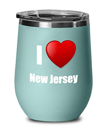I Love New Jersey Wine Glass Tumbler with Lid