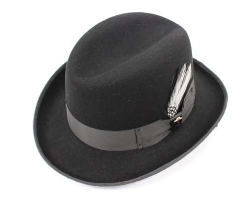 Mens Bruno Capelo Black God Father Homburg Hat 100% Wool GF-100
