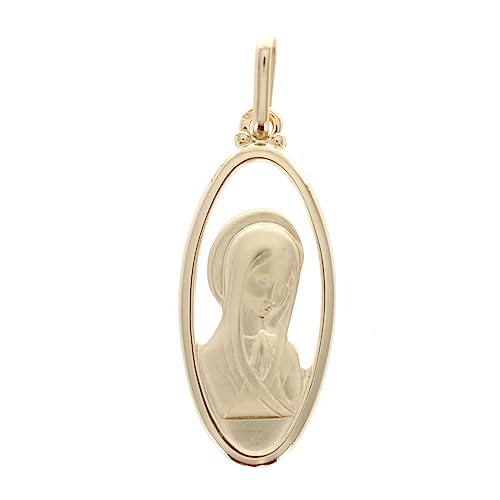 Medalla ovalada de la Virgen chapada en oro para proteger tu día a día con fe