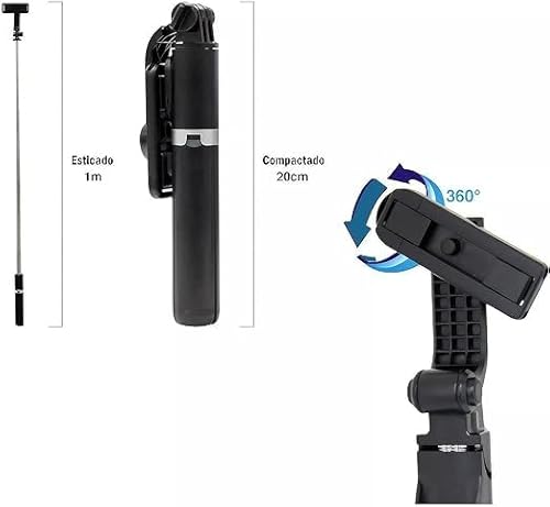 Bastão de Selfie, Pau de Selfie Bluetooth com Tripé, Controle Remoto, e Compatibilidade com Android