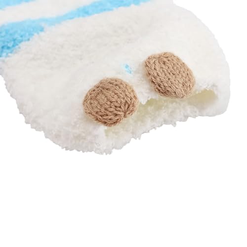 Image of Thigh High Fuzzy Socks Cute Animal Coral Fleece Over the Knee Thigh High Long Stockings Warm Stripe