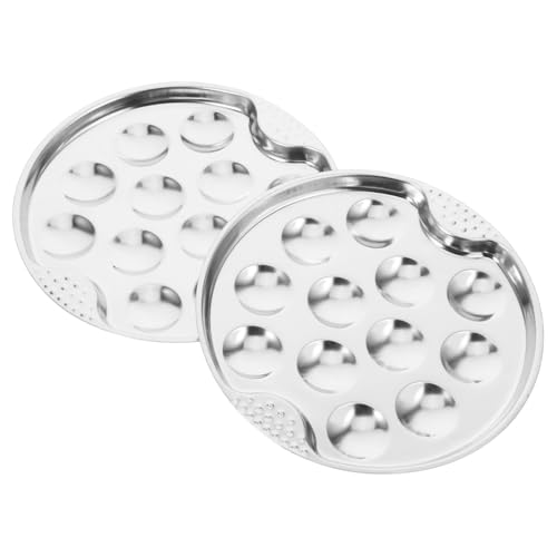 Cabilock Plato De Acero Inoxidable Para Cocinar Caracoles 2 Piezas 12 Agujeros Adecuado Para Exterior Para Servir Mariscos y Fruta