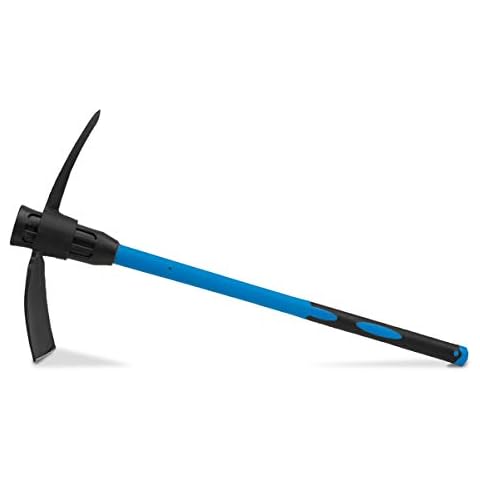 ECD Germany Kreuzhacke 92,5 cm, 3,5 kg, Schwarz/Blau, aus geschmiedeter Stahl, mit Stiel aus Fiberglas, rutschfester, gummierter Griff - Spitzhacke Flachhacke Pickel Gartenpickel Bodenarbeiten Cover
