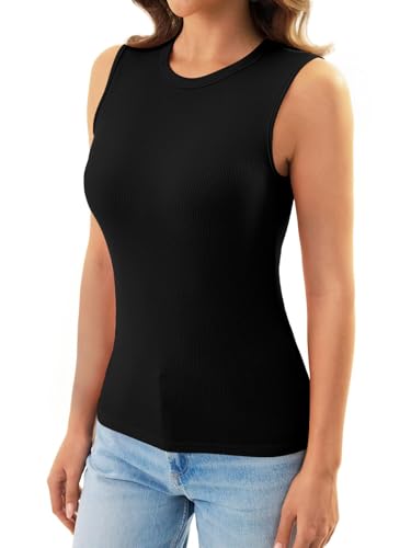 GKBK Womens Ribbed High Neck Tank Tops Racerback Slim Fitted Top Summer Basic Casual Sleeveless Shirts - image 3