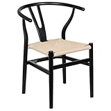 Stuhl mit Armlehnen aus Holz und PU mit Sitzhöhe von 44 cm in Schwarz und Beige, 72 x 54 x 56 cm