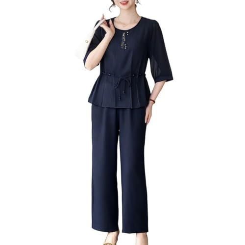 Chemisier à manches longues femme ample anti-plis ensemble 2 pièces confort casual