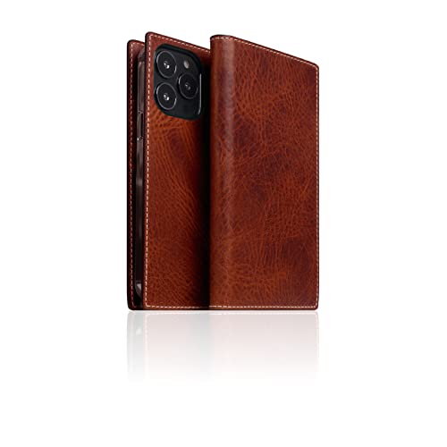 Étui portefeuille iPhone 13 Pro cuir ciré marron fait main SLG D7