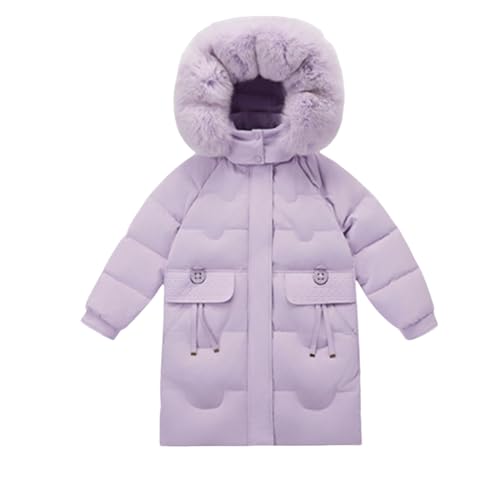DINGDONG'S CLOSET Kid Girls' Winter Fur Hooded Pockets Fur Down Padded Parka Puffer Jacket