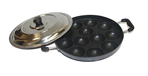 Tabakh AppamPatra Paniyaram Non Stick Appam Pan with Stainless Steel Lid, 9.5" by T TABAKH - Used condition - Image 3