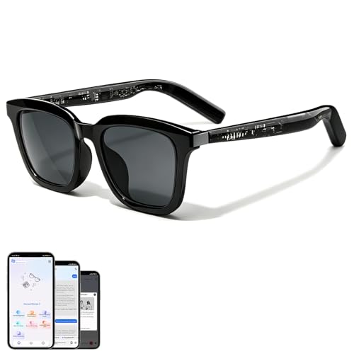 Image of AI Smart Glasses for Men Women, Bluetooth Translation Glasses with 169 Language, Auto On /Off by Wearing Sensor, Wide Face, UV400 polarized lens, Audio Smart Sunglasses for Travel Meeting Sports-Grey