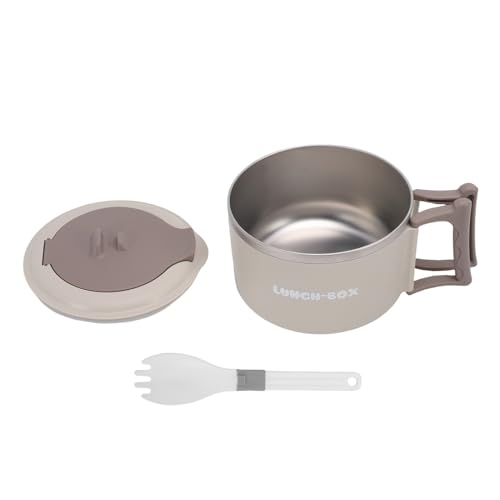 Cuenco ramen de acero inoxidable compacto y portátil color beige 7