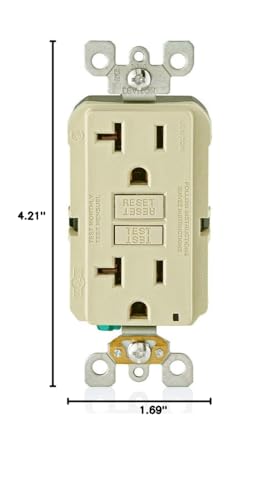 Image of Leviton GFCI Outlet, 20 Amp, Self Test, Non Tamper-Resistant with LED Indicator Light, Protection from Electric Shock and Electrocution, GFNT2-I, Ivory