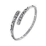 Vintage Silver Lotus Flower Buddhist Bracelet for Women Om Mani Padme Hum Buddhism Ethnic Adjustable Bangle Jewelry