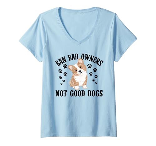 Mujer Pitbull prohíbe a los malos dueños, no son buenos perros, mascotas, kawaii grunge Camiseta Cuello V