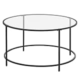 VASAGLE Runder Couchtisch, Wohnzimmertisch mit Stahlgestell, Salontisch, Beistelltisch, schwarz LGT021B01