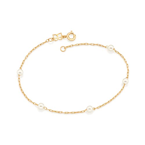 Pulseira Rommanel Banhado Ouro Fio Com Pérolas 4mm 550687