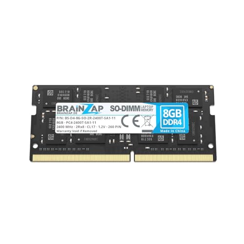 BRAINZAP 8GB DDR4 RAM SO-DIMM PC4-2400T-SA1-11 2Rx8 2400MHz 1.2V CL17 Notebook Memoria RAM sin búfer Non-ECC