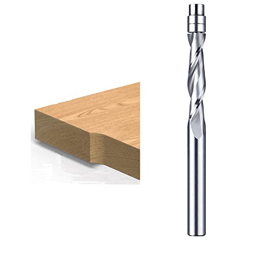 Sinoprotools Spiral Flush Trim Router Bits Up Cut, 1/4-Inch Shank 1-1/8" Cutting Length, Solid Carbide Cnc Spiral Router Bit For Wood Triming (1/4 Up-Cut Flush Trim Router Bits) #TOP6