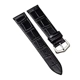 cartier solo Número de modelo: 2816#KD2 GNUFOPI Correa de Cuero de Vaca Compatible con Cartier Solo Must Santos Correa de Reloj Redonda Suave y Transpirable(Black Silver,18mm)