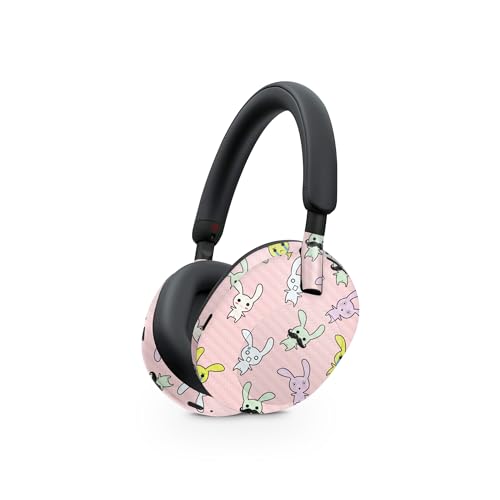 Image of MightySkins Carbon Fiber Skin Compatible with Sony WH-1000XM5 Headphones - Bunny Bunches | Protective, Durable Textured Carbon Fiber Finish | Easy to Apply