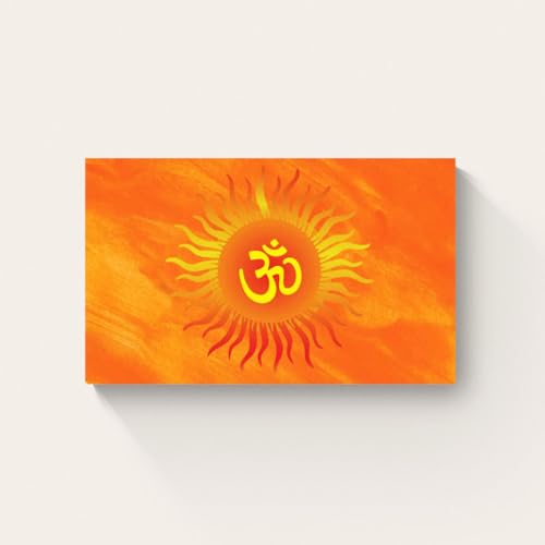 Image of ARTEBELLA Om Sun Canvas Wall Art, Orange, Spiritual Hindu Theme, Living Room Decor (19.5 in X 30.5 in)