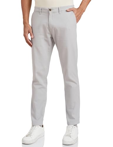 Amazon Brand - Symbol Men's Slim Fit Cotton Stretch Casual Trouser Light Grey 42