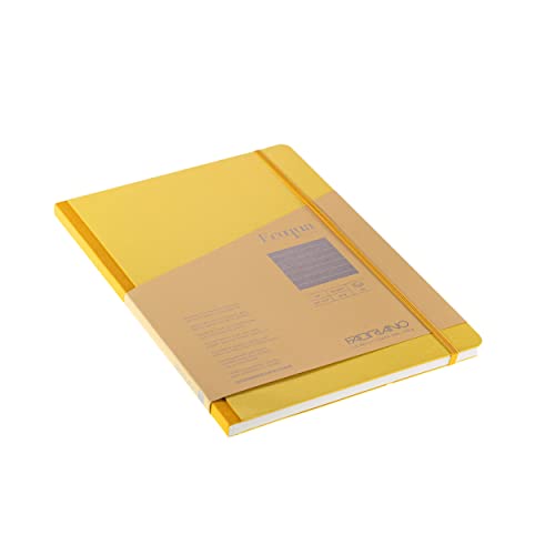 Cahier relié en tissu Fabriano Ecoqua Plus A4 ligné jaune de notes