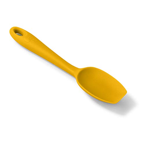 Zeal J221M Silicone Non-Stick Flat Ended, Flexible Spatula Spoon (20cm) -Mustard