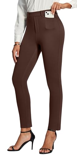 IUGA Stretchy Work Pants Women Pull On Skinny Dress Pants Women Slim Fit Office Teacher Business Casual Outfits with Pockets