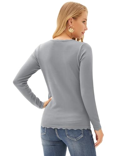 Image of GRACE KARIN Women's High Stretchy Long Sleeve Pullover Sweater Blouse Top