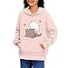 WELLFLYHOM Pink Hoodies for Girl Kawaii Cat Sweatshirt Size 8-10 Cute Outfits Long Sleeve Jacket Shirt Cute Clothes Girls Fashion Hoodie Workout Sweatshirts Loose Comfy Activewear
