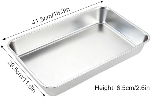Stainless Steel Baking Sheet - Dishwasher Safe Leak Pan, Durable Metal Drip Tray for Kitchen, BBQ, Lab & Pet Care (16.3x11.6x0.8in)