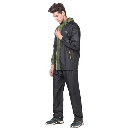 Image of Citizen Hooded Raincoat for Men Women Waterproof for Bike Riders 180T Micro Fabric Lightweight Stylish Sealed Hood, Large Pockets, Heavy-Duty Zippers Rainwear with Carry Pouch-CR013