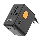 Acer 70W GaN Universal Travel Plug Adapter - International Power Adapter with 3 USB C & 1 USB A, Worldwide Power Outlet Travel Essentials for USA to European UK AUS Ireland, Type C/G/I/A, Black